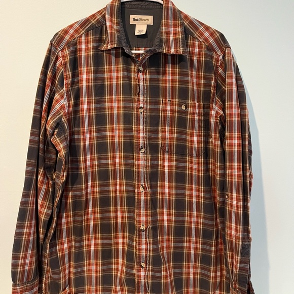 Ruff Hewn Men's Plaid Shirt - Red and Brown, Size Medium - Picture 1 of 5
